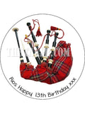 Bagpipes Edible Icing Cake Topper or Ribbon