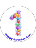 1st Birthday Balloons Edible Icing Cake Topper