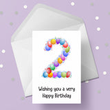 2nd Birthday Card with Bright Colourful Balloons