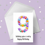 9th Birthday Card with Bright Colourful Balloons