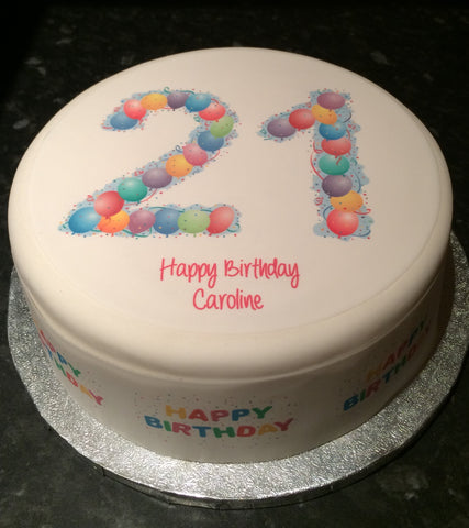 21st Birthday Balloons Edible Icing Cake Topper or Ribbon
