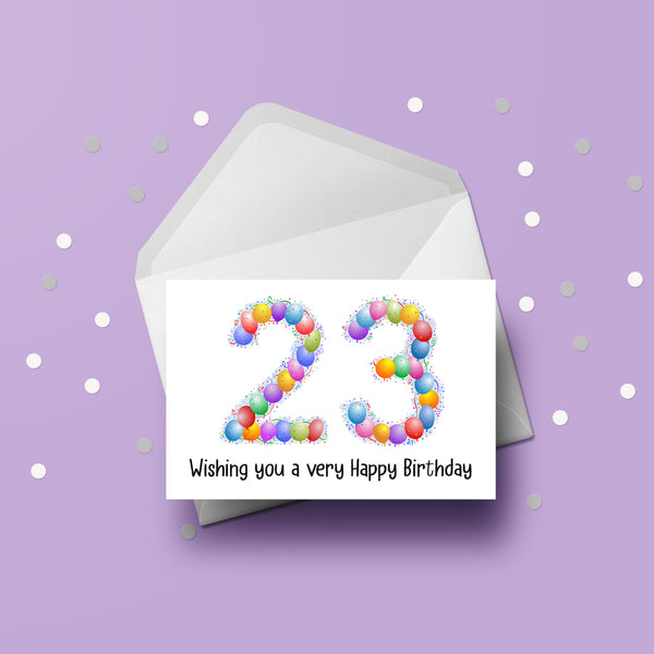 23rd Birthday Balloons Card