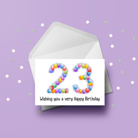 23rd Birthday Balloons Card