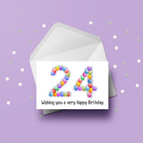 24th Birthday Balloons Card