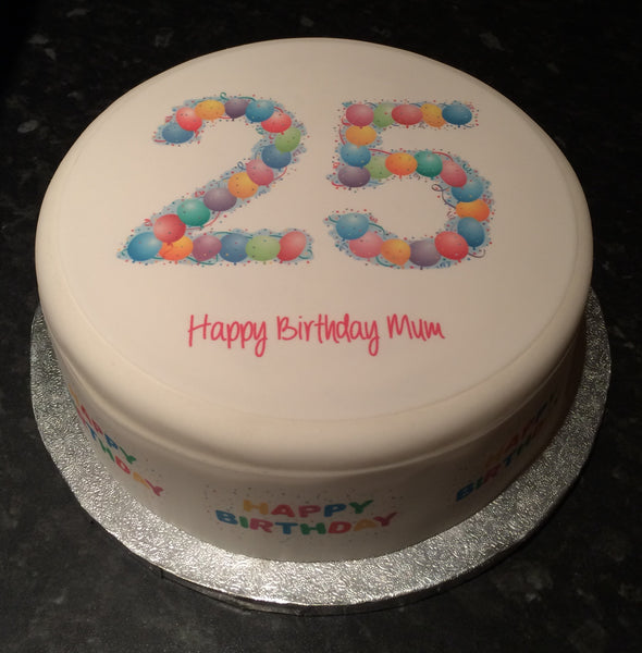 25th Birthday Balloons Edible Icing Cake Topper