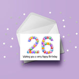 26th Birthday Balloons Card