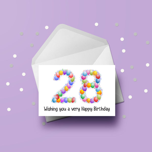 27th Birthday Balloons Card