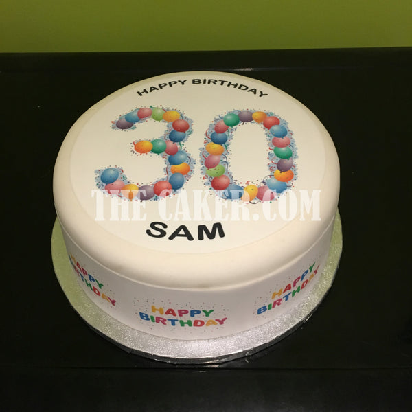 30th Birthday Balloons Edible Icing Cake Topper