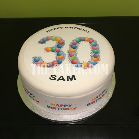 30th Birthday Balloons Edible Icing Cake Topper or Ribbon