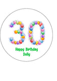 30th Birthday Balloons Edible Icing Cake Topper