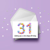 31st Birthday Balloons Card