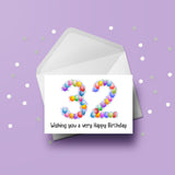 32nd Birthday Balloons Card