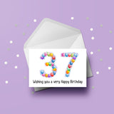 37th Birthday Balloons Card