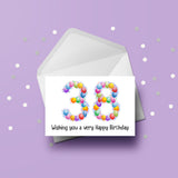 38th Birthday Balloons Card
