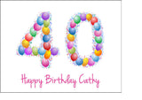 40th Birthday Balloons Edible Icing Cake Topper or Ribbon