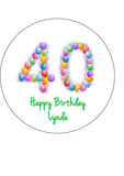 40th Birthday Balloons Edible Icing Cake Topper or Ribbon