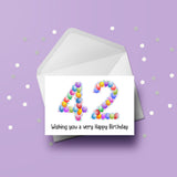 42nd Birthday Balloons Card