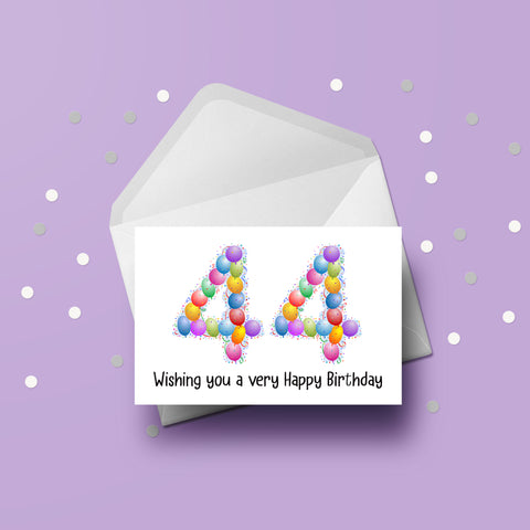 44th Birthday Balloons Card
