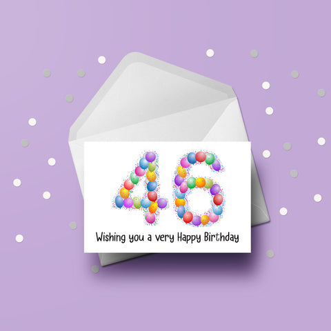 46th Birthday Balloons Card