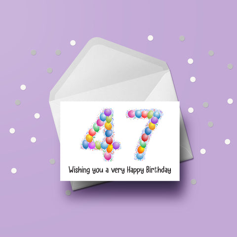 47th Birthday Balloons Card