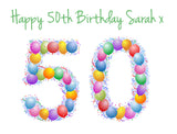 50th Birthday Balloons Edible Icing Cake Topper