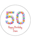 50th Birthday Balloons Edible Icing Cake Topper