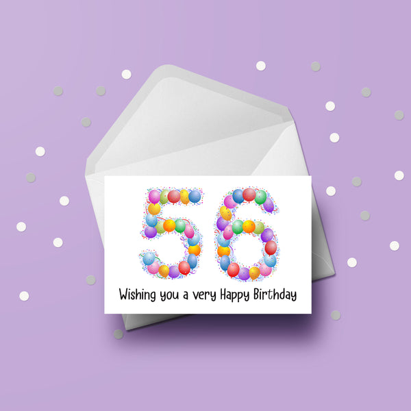 56th Birthday Balloons Card