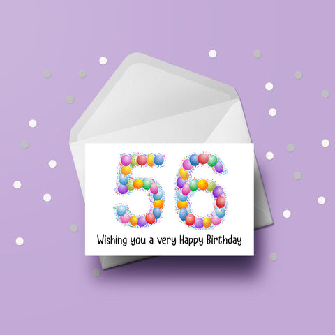 56th Birthday Balloons Card