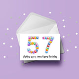 57th Birthday Balloons Card