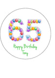 65th Birthday Balloons Edible Icing Cake Topper or Ribbon