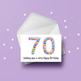 70th Birthday Balloons Card