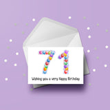 71st Birthday Balloons Card