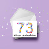 73rd Birthday Balloons Card
