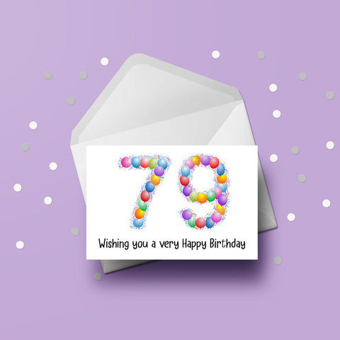 79th Birthday Balloons Card