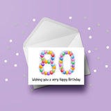80th Birthday Balloons Card
