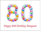 80th Birthday Balloons Edible Icing Cake Topper or Ribbon