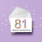 81st Birthday Balloons Card