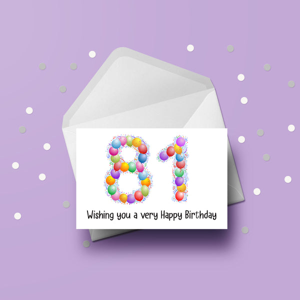 81st Birthday Balloons Card