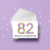 82nd Birthday Balloons Card
