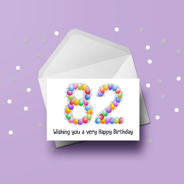 82nd Birthday Balloons Card