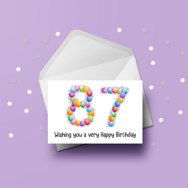 87th Birthday Balloons Card