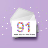 91st Birthday Balloons Card