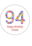 94th Birthday Balloons Edible Icing Cake Topper or Ribbon