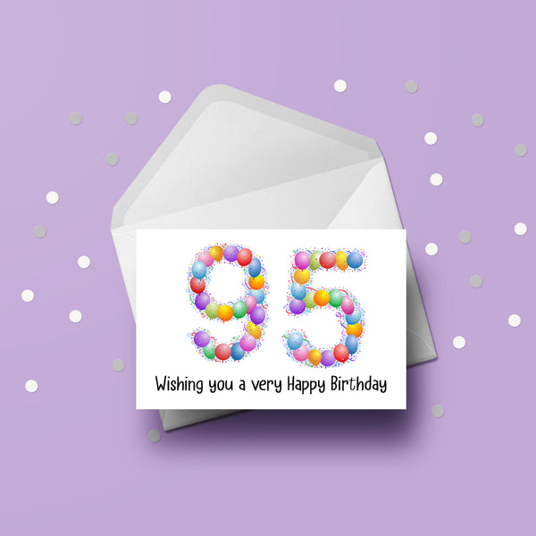 95th Birthday Balloons Card