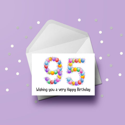 95th Birthday Balloons Card