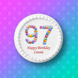 97th Birthday Balloons Edible Icing Cake Topper or Ribbon