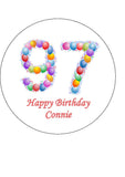97th Birthday Balloons Edible Icing Cake Topper or Ribbon
