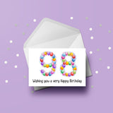 98th Birthday Balloons Edible Icing Cake Topper or Ribbon