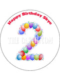 2nd Birthday Balloons Edible Icing Cake Topper