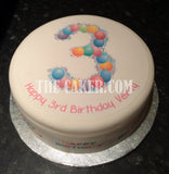 3rd Birthday Balloons Edible Icing Cake Topper